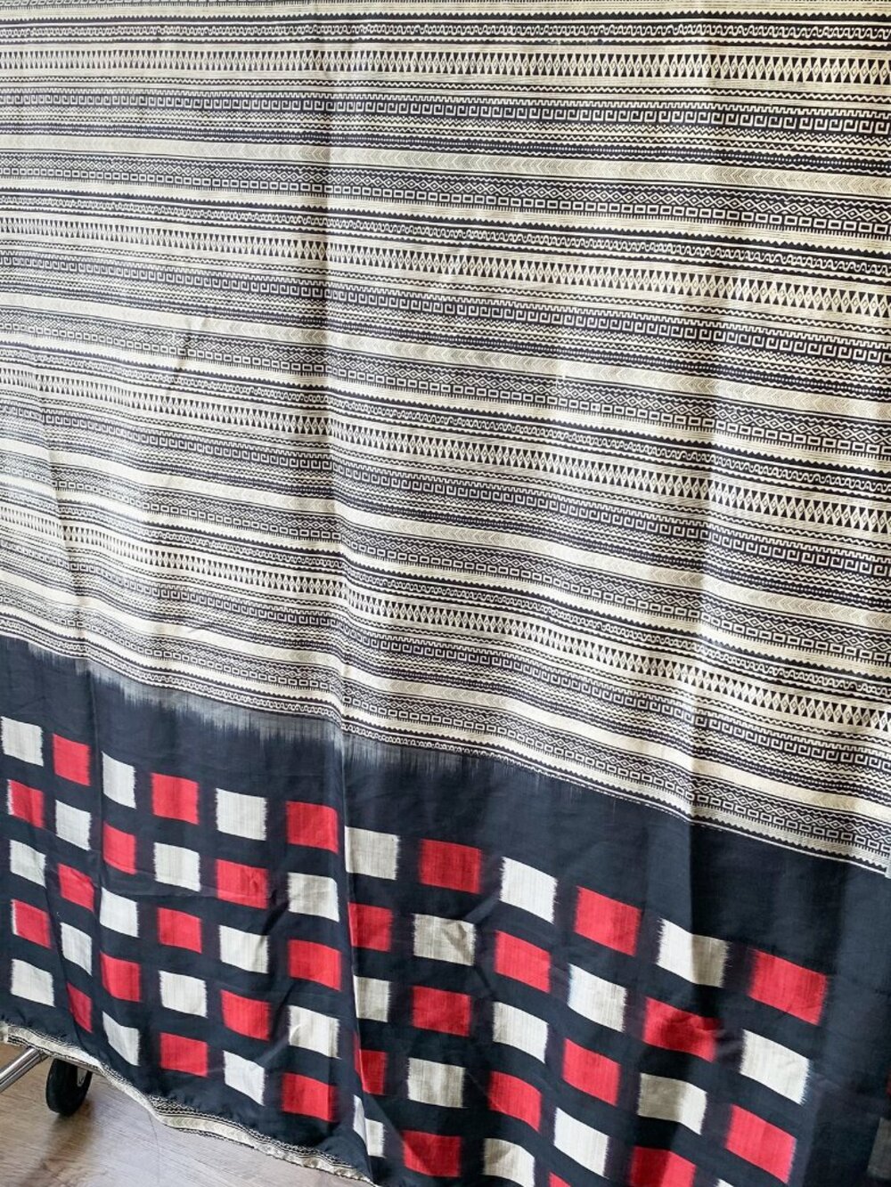Fabric | Vintage 5yd Sari, As-Is for Crafts and Decor, Check Print and Stripes